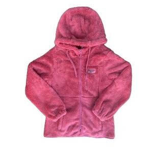 Reebok Jacket Women's Double Monkey Fleece Climb Faux Fur Size M Dusty Rose